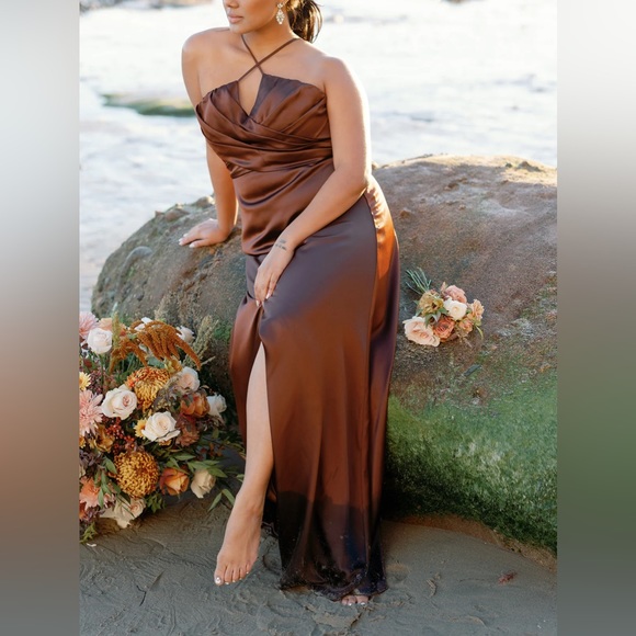 Size 8 Nayeli Satin dress in Copper from Revelry - Picture 3 of 4
